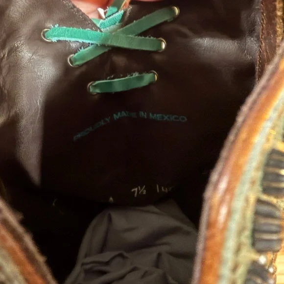 Double D Ranch Brown and Turquoise Embroidered Western Heeled Boots - Picture 5 of 8